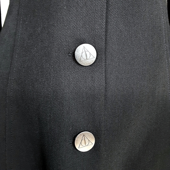 Harry Potter Hot Topic Deadly Hallows Black Button Up Jacket Size XS~No Hood - Picture 7 of 13